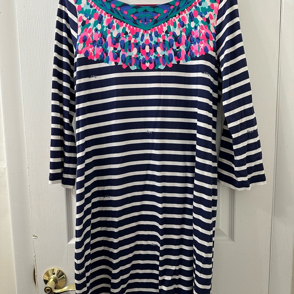 Lilly Pulitzer Navy and Pink Striped Mini Dress